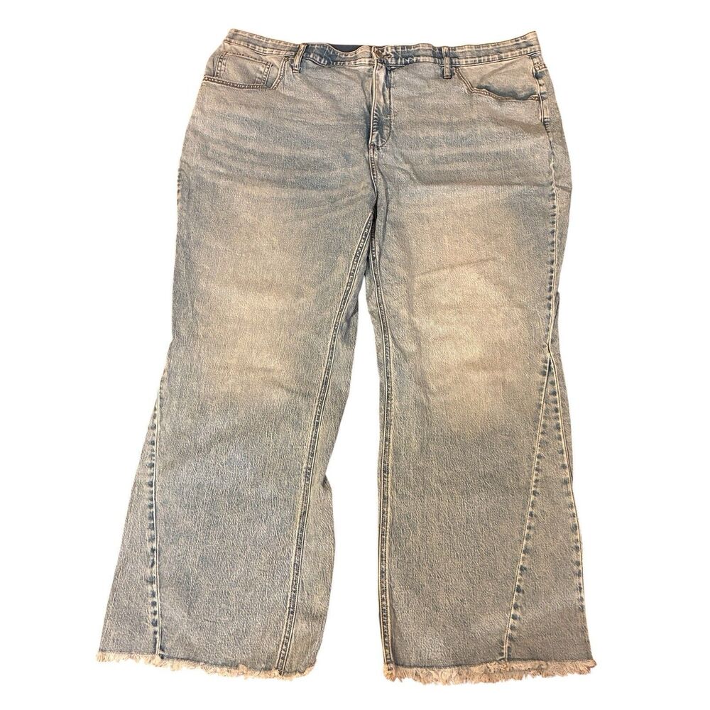 Terra & Sky Flare Leg Light Wash Denim Jeans. Size 26W Has Elastic Band At Waist